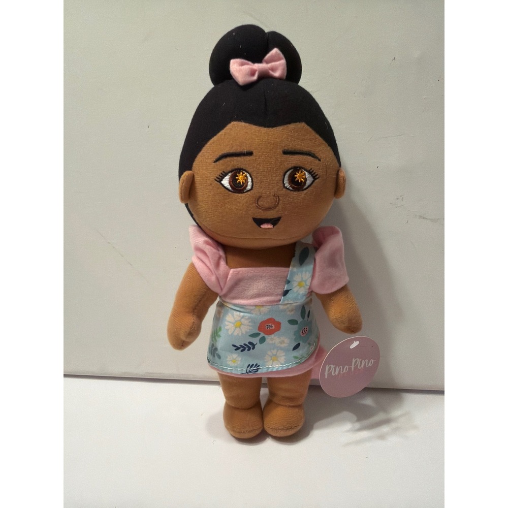 Pino Pino Plush Doll Beverly Hills Teddy Bear Co Pink Dress Floral Apron NWT
